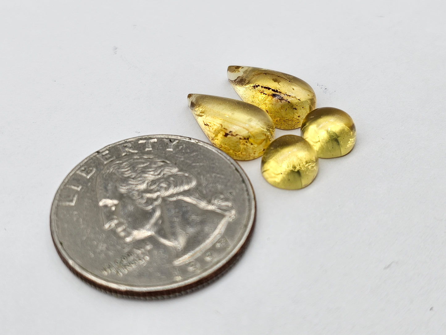 Amber authentic cabochon pair lot