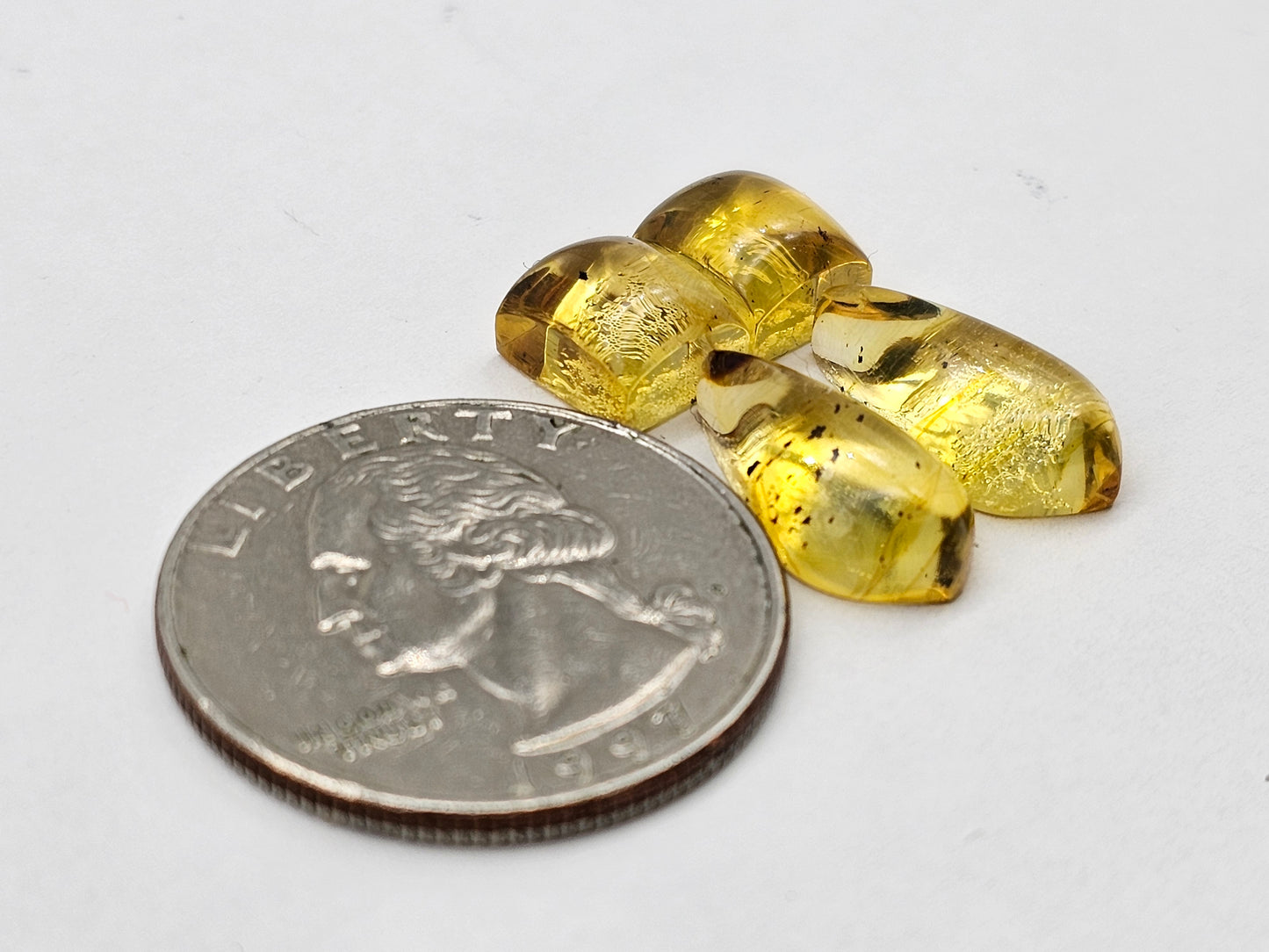 Amber authentic cabochon pair lot