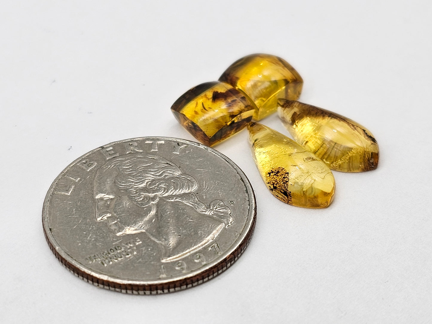 Amber authentic cabochon pair lot