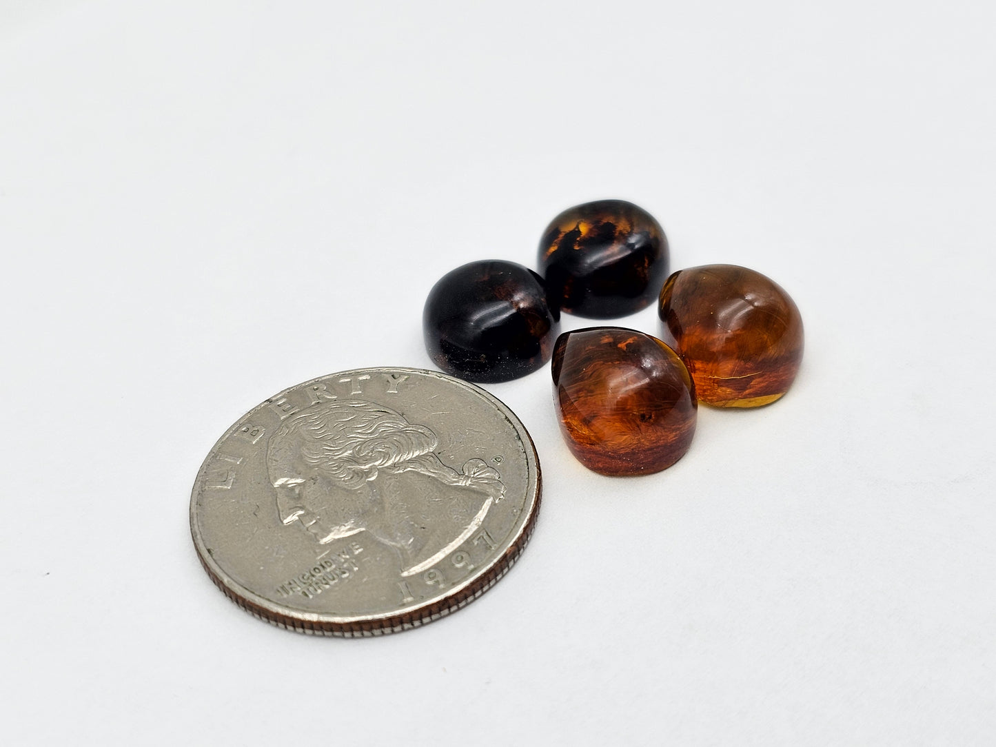 Amber authentic cabochon pair lot