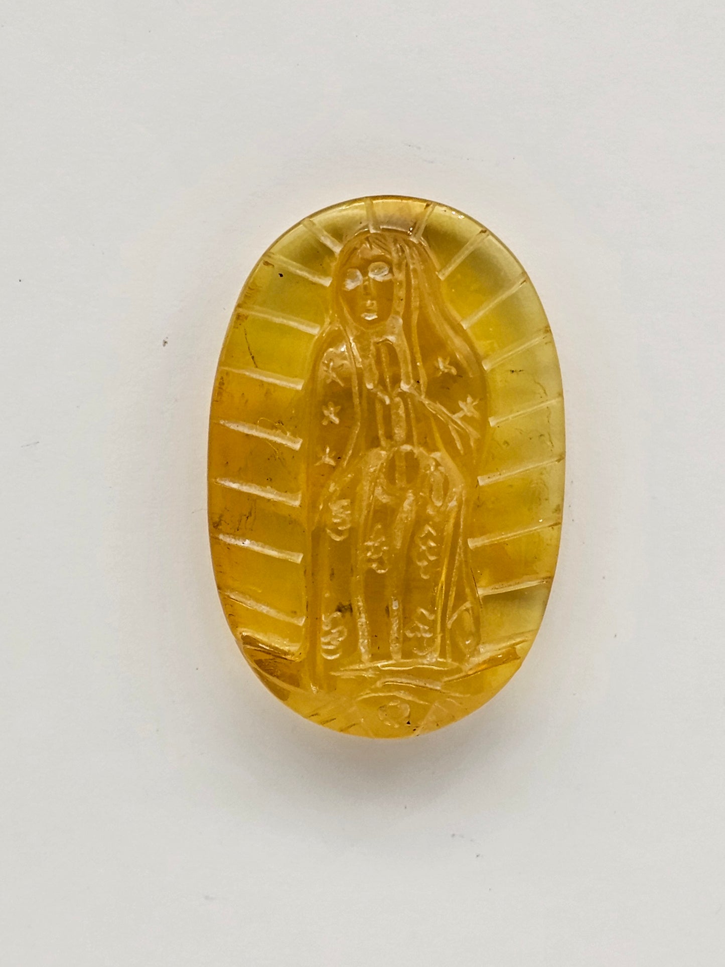Amber authentic Virgin Mary carved cabochon large