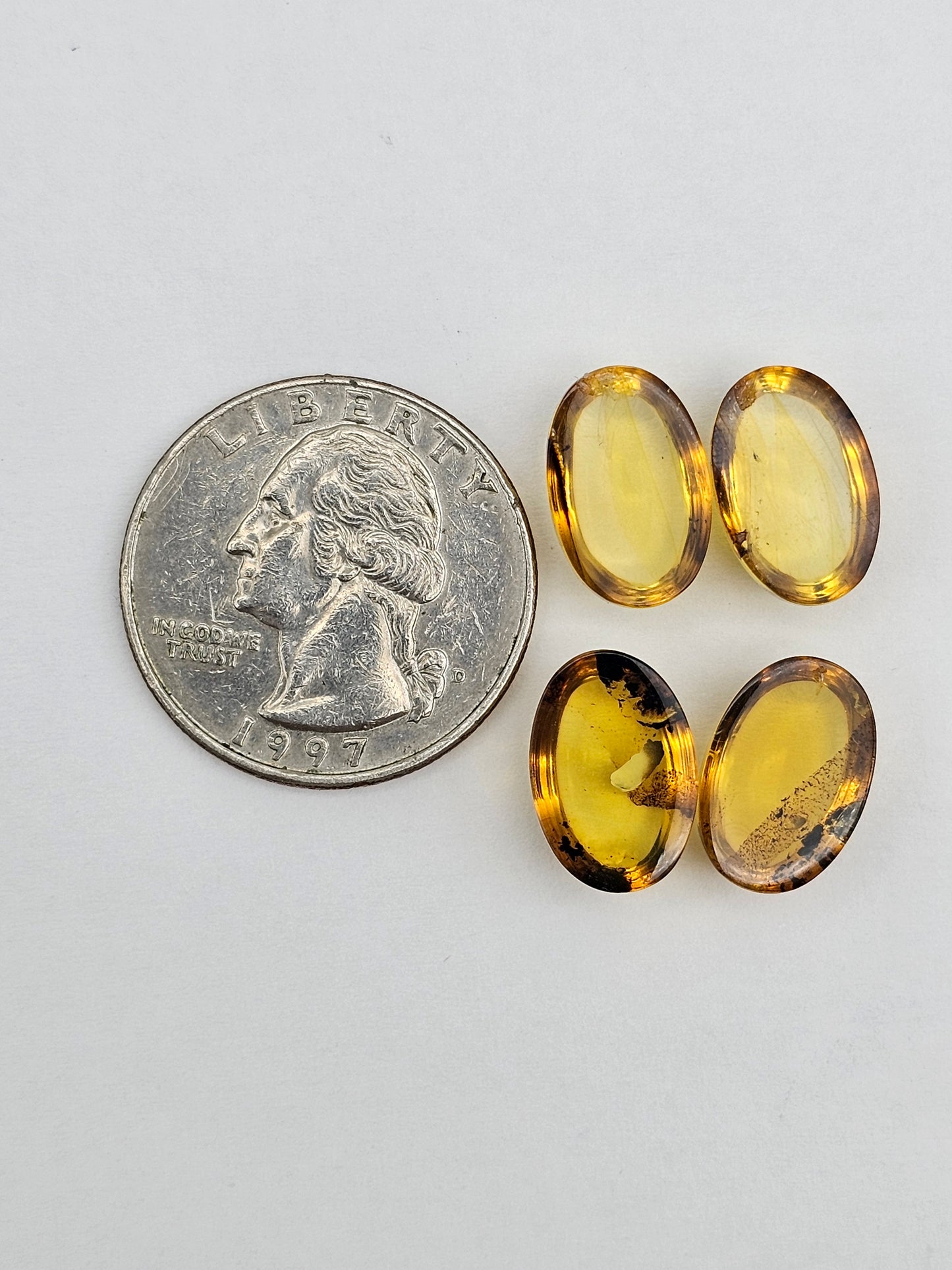 Amber authentic cabochon pair lot