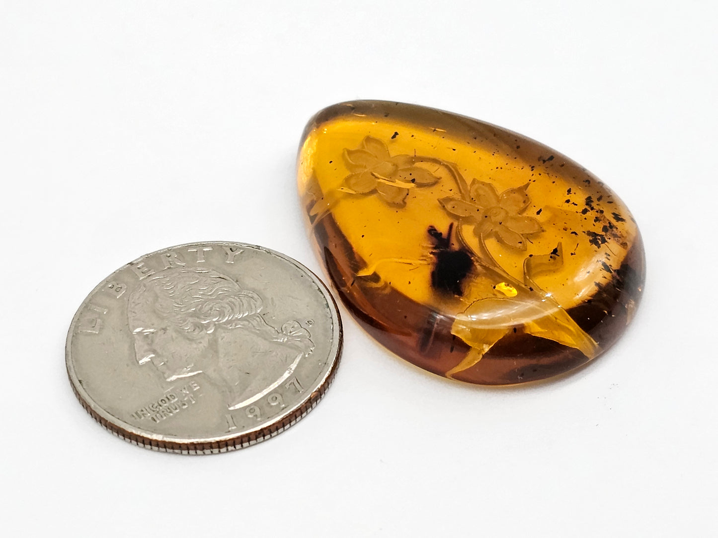 Amber authentic intaglio cabochon large