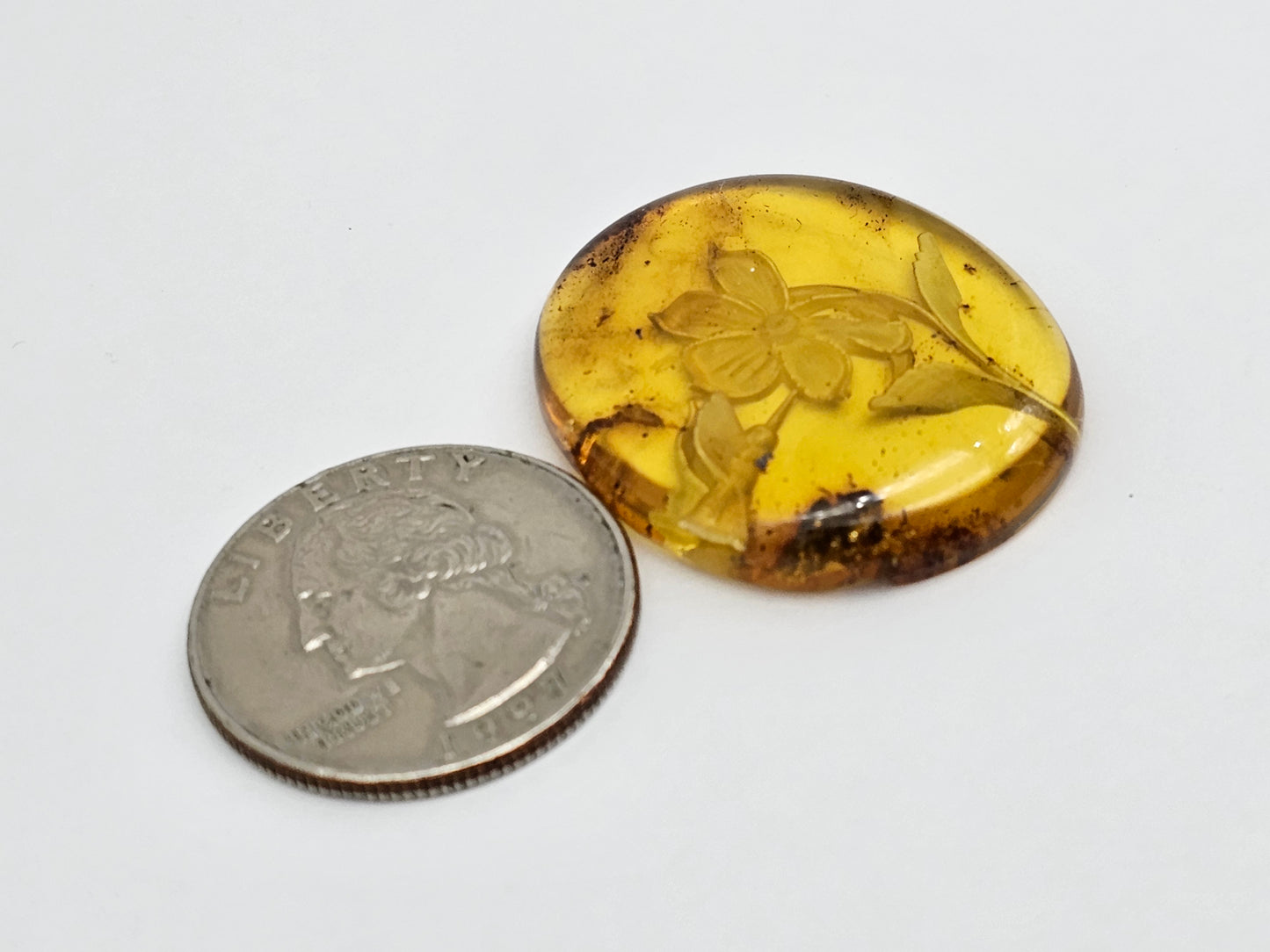 Amber authentic intaglio cabochon large