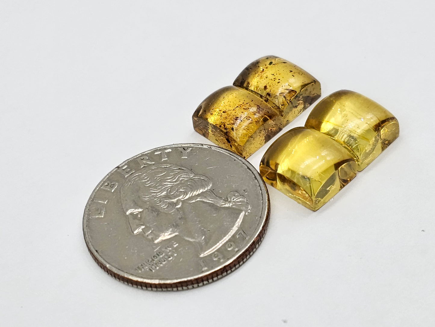 Amber authentic cabochon pair lot