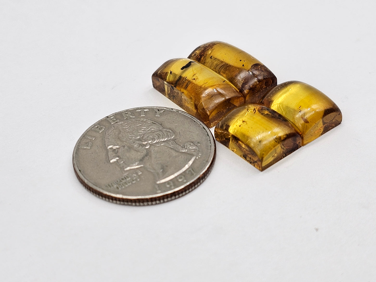 Amber authentic cabochon pair lot