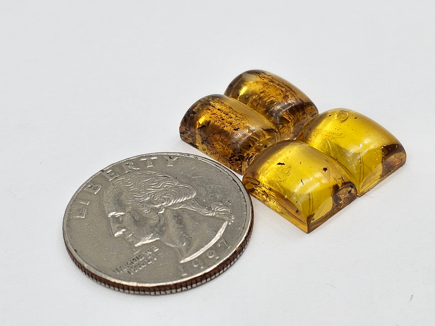 Amber authentic cabochon pair lot