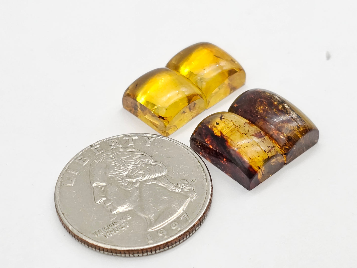 Amber authentic cabochon pair lot