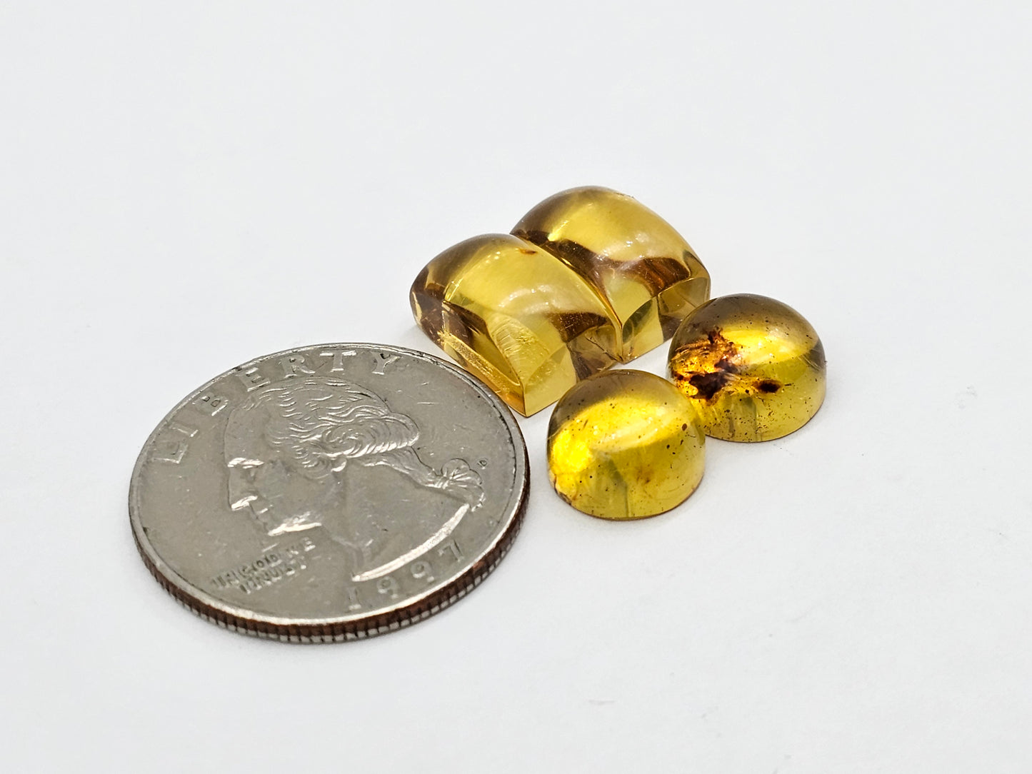 Amber authentic cabochon pair lot