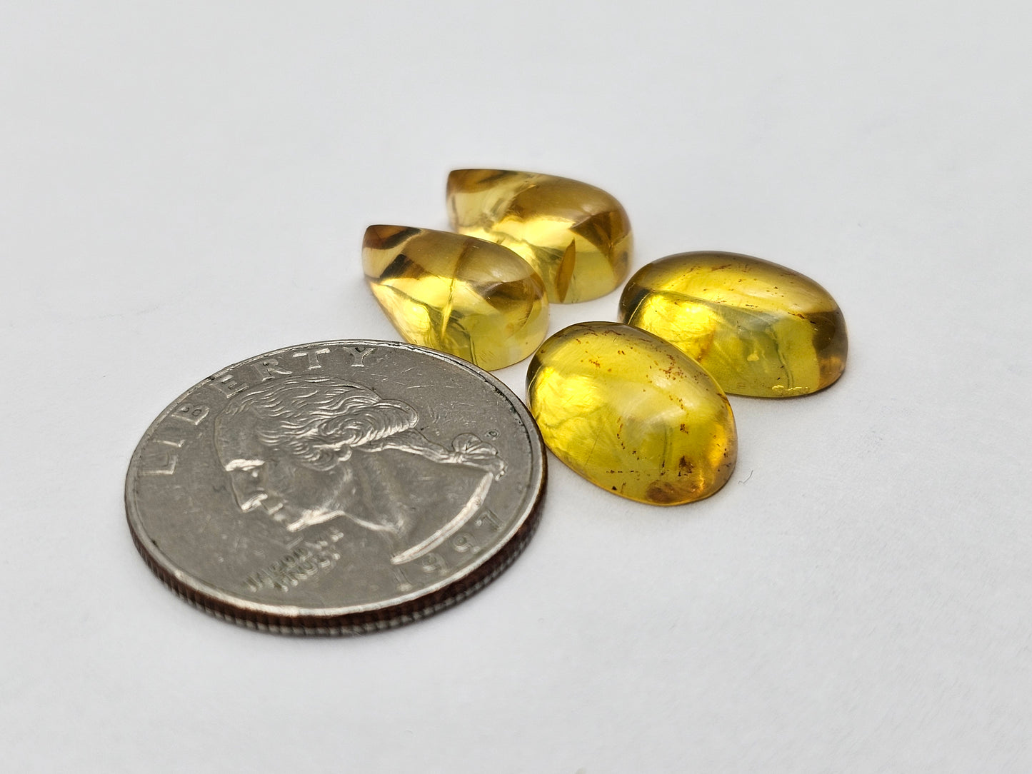 Amber authentic cabochon pair lot