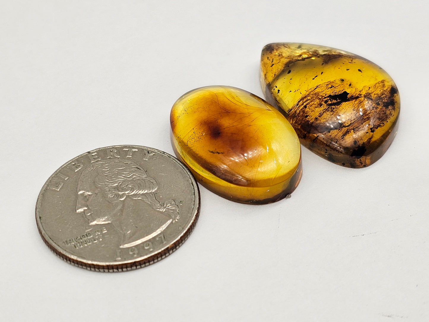 Amber authentic cabochon set large