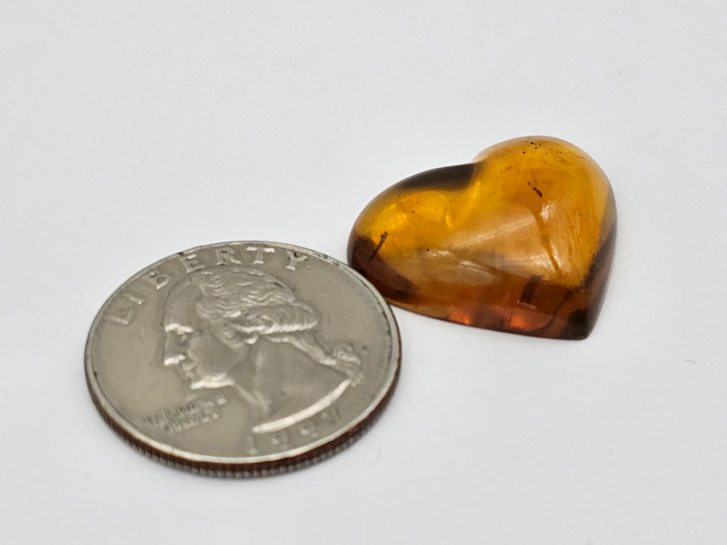 Amber authentic heart cabochon large