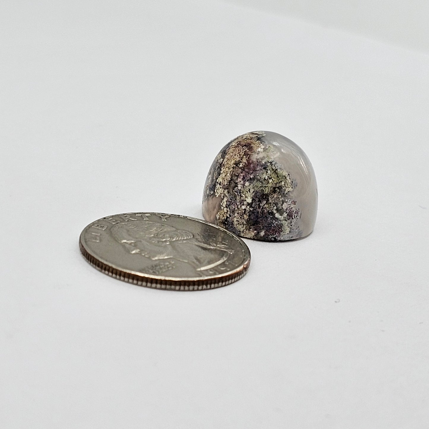 Moss agate high dome cabochon