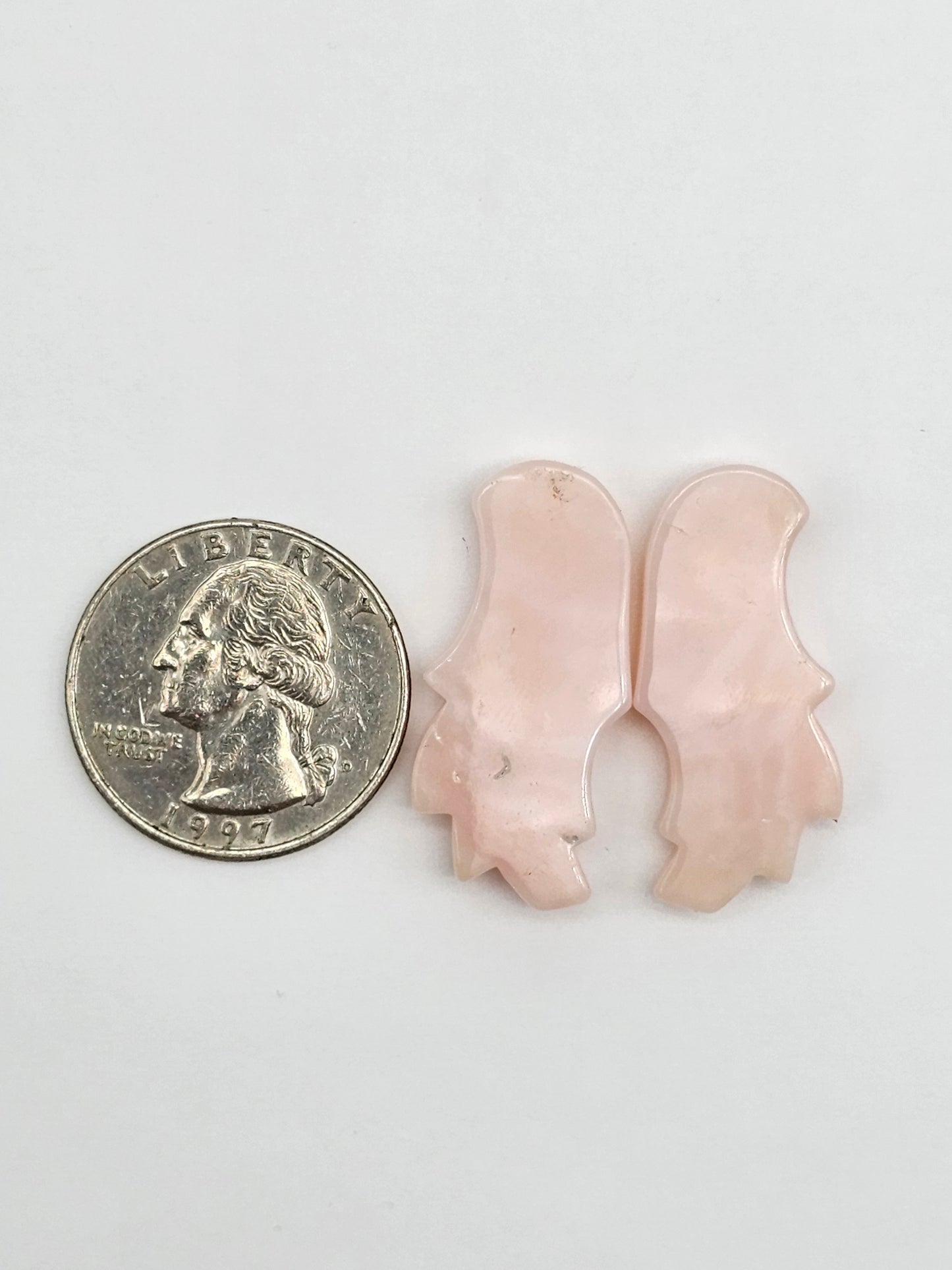 Pink Opal Wings cabochon pair