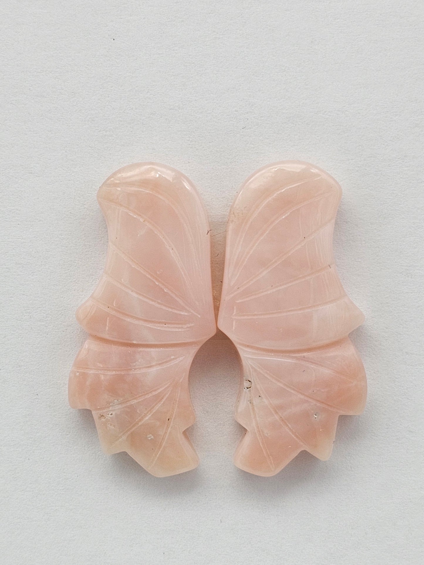 Pink Opal Wings cabochon pair