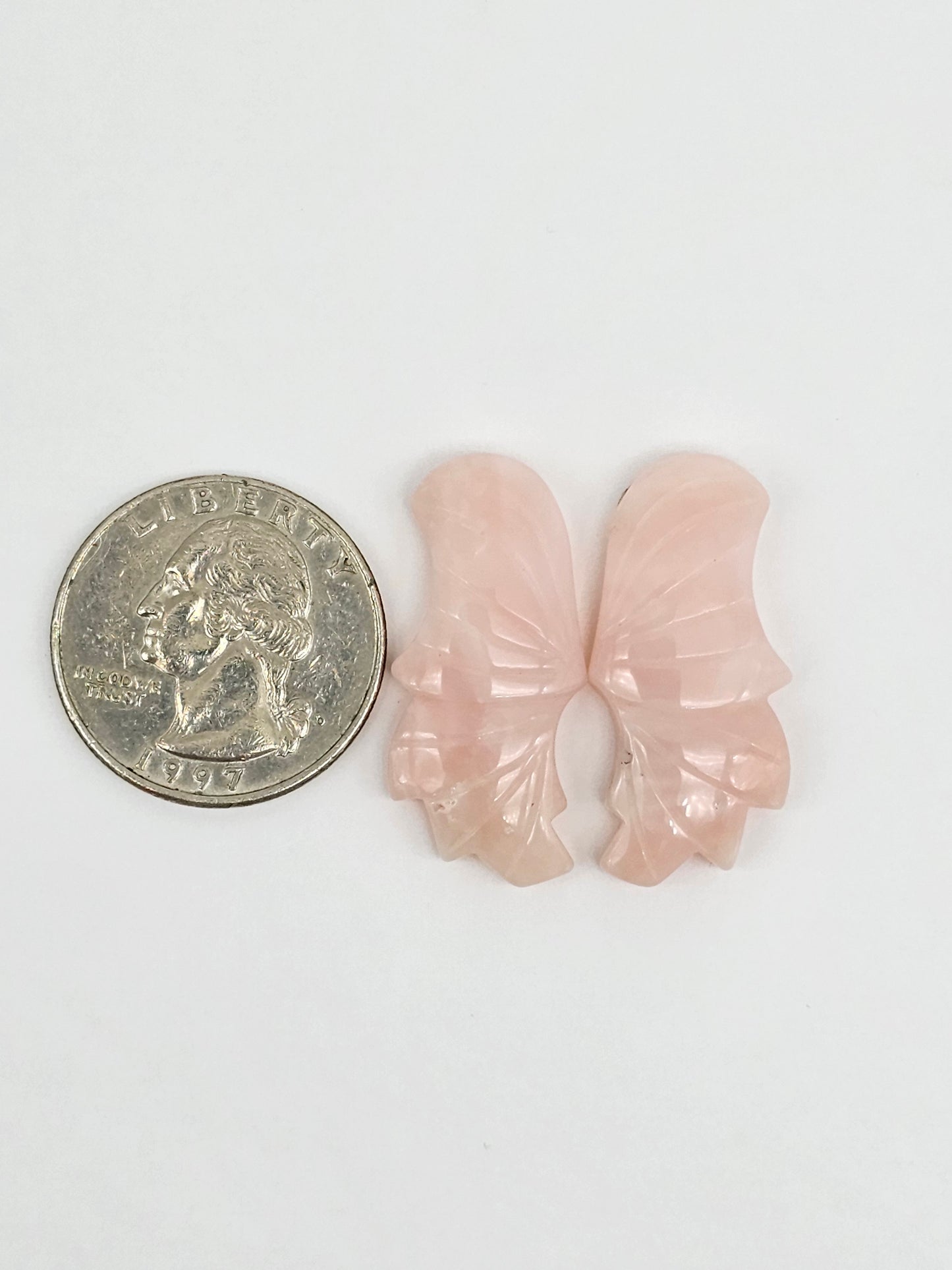 Pink Opal Wings cabochon pair