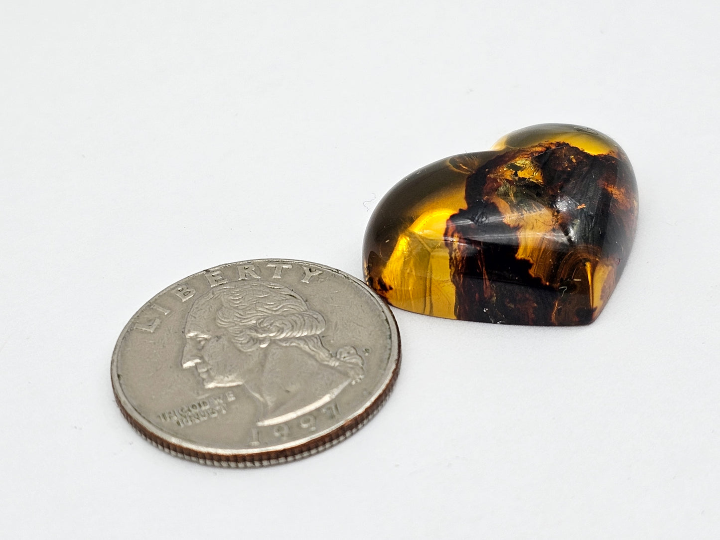 Amber authentic heart cabochon large