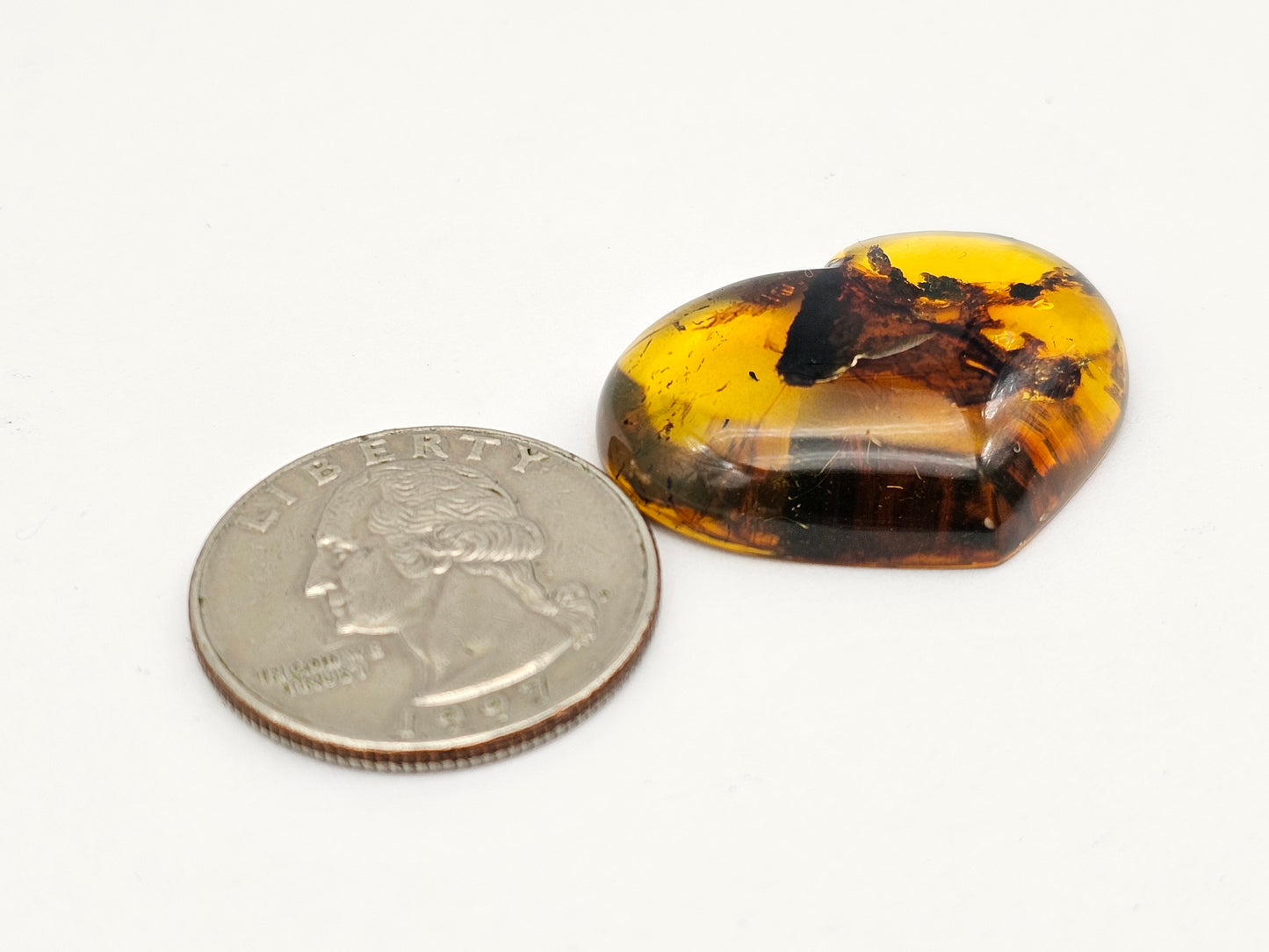 Amber authentic heart cabochon large