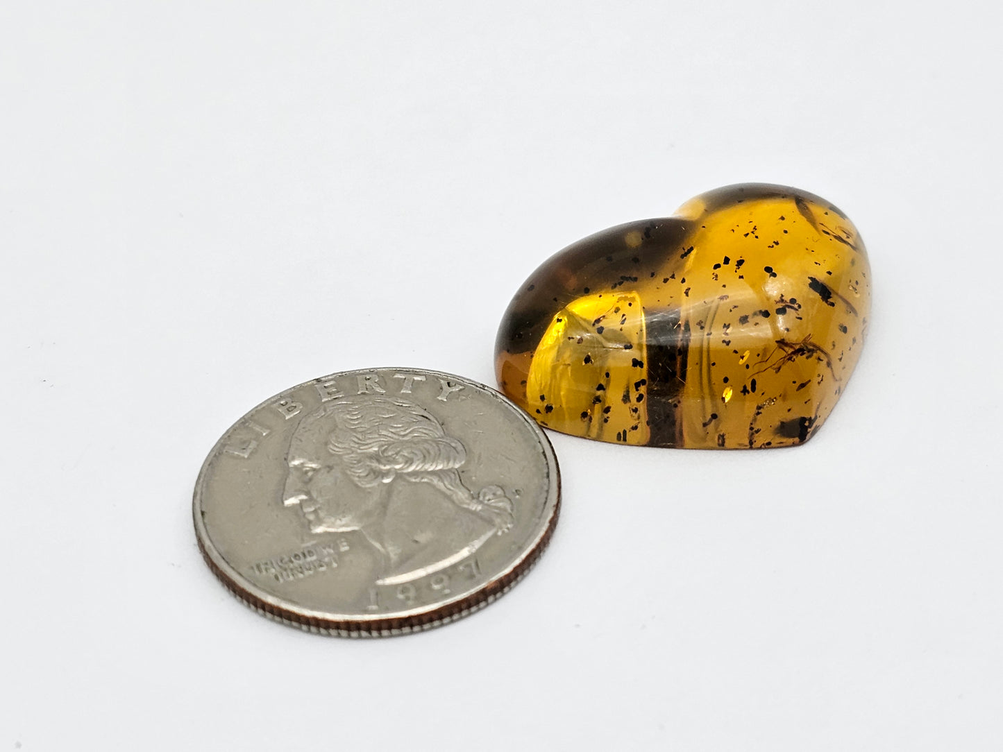 Amber authentic heart cabochon large