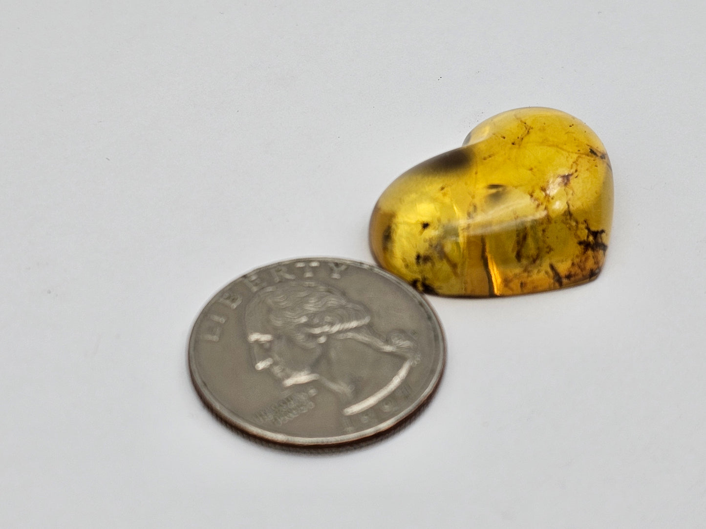 Amber authentic heart cabochon large