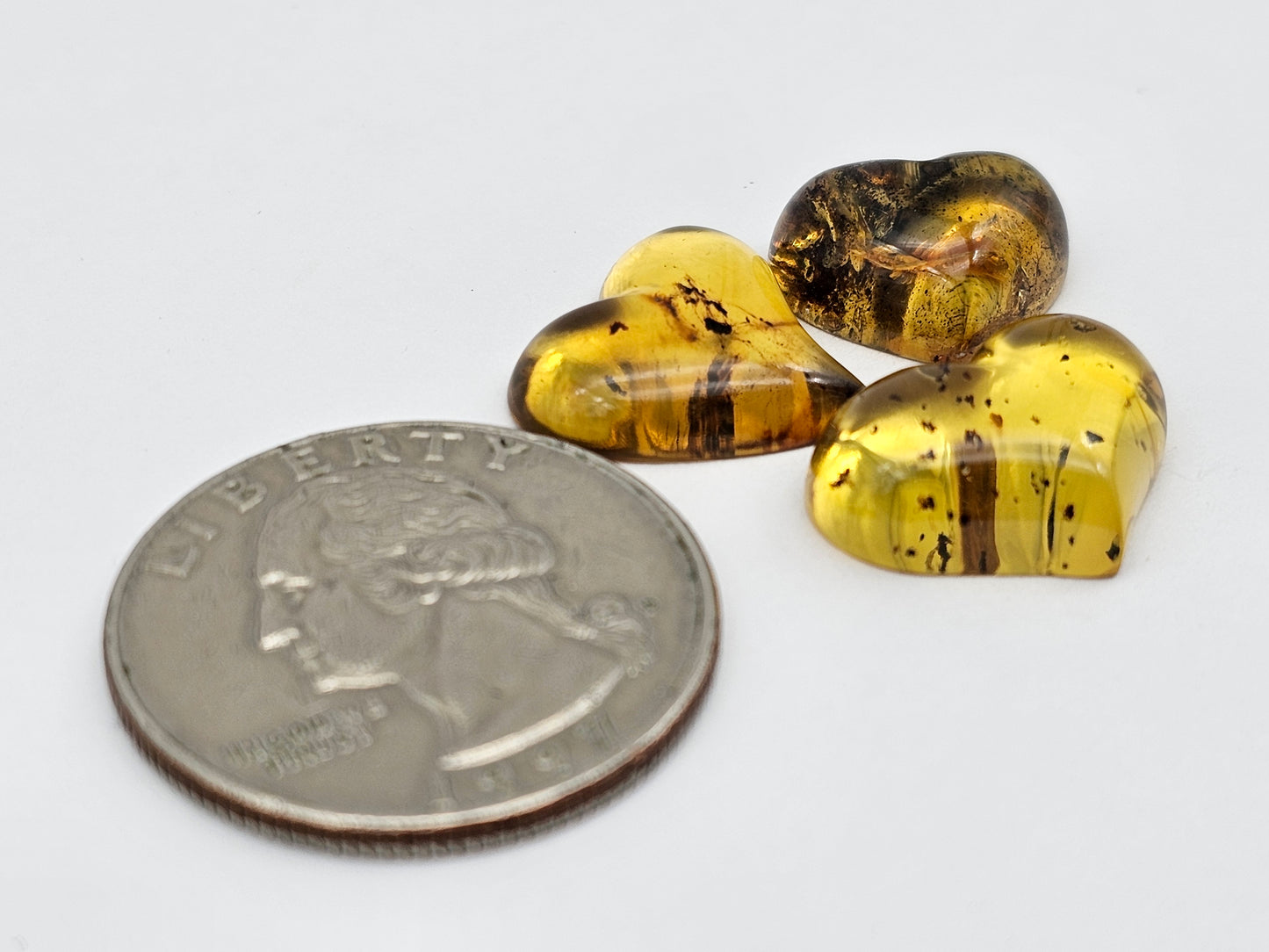 Amber authentic heart cabochon set large