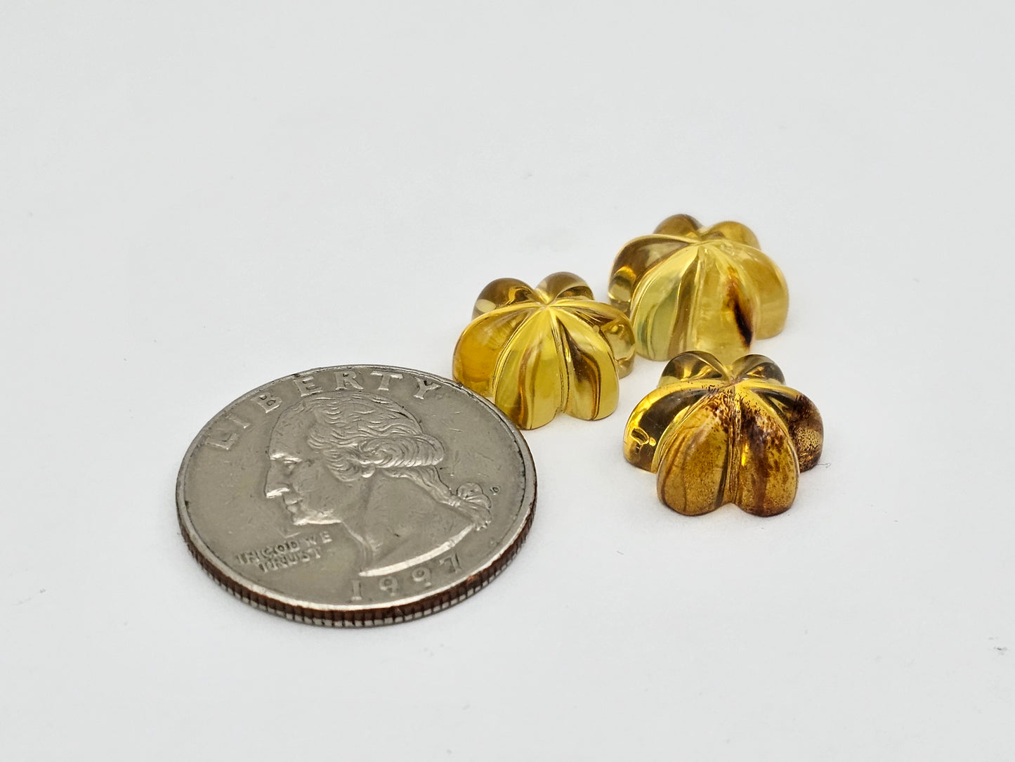 Amber authentic flower cabochon set large