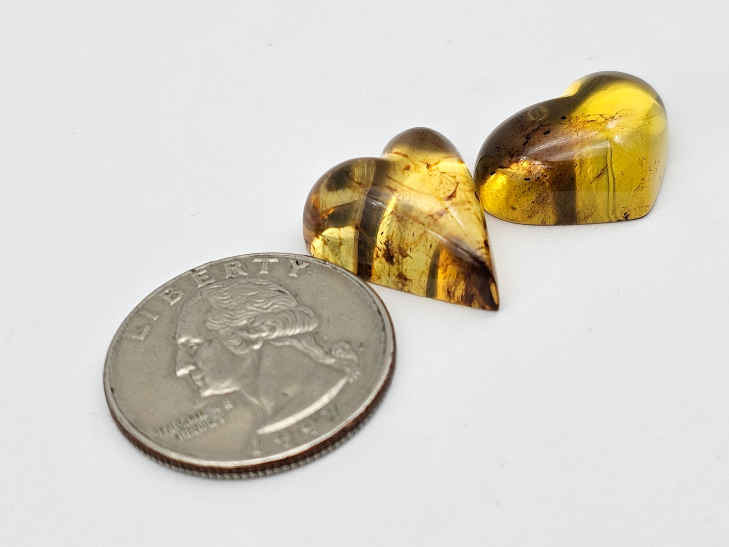 Amber authentic heart cabochon set large