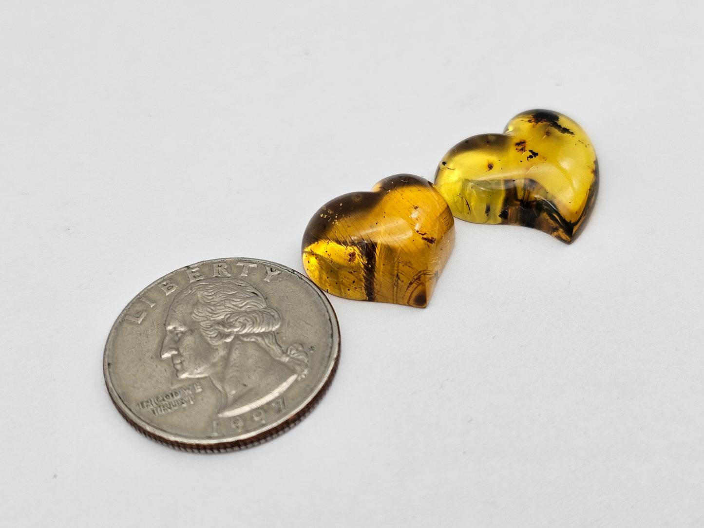 Amber authentic heart cabochon set large