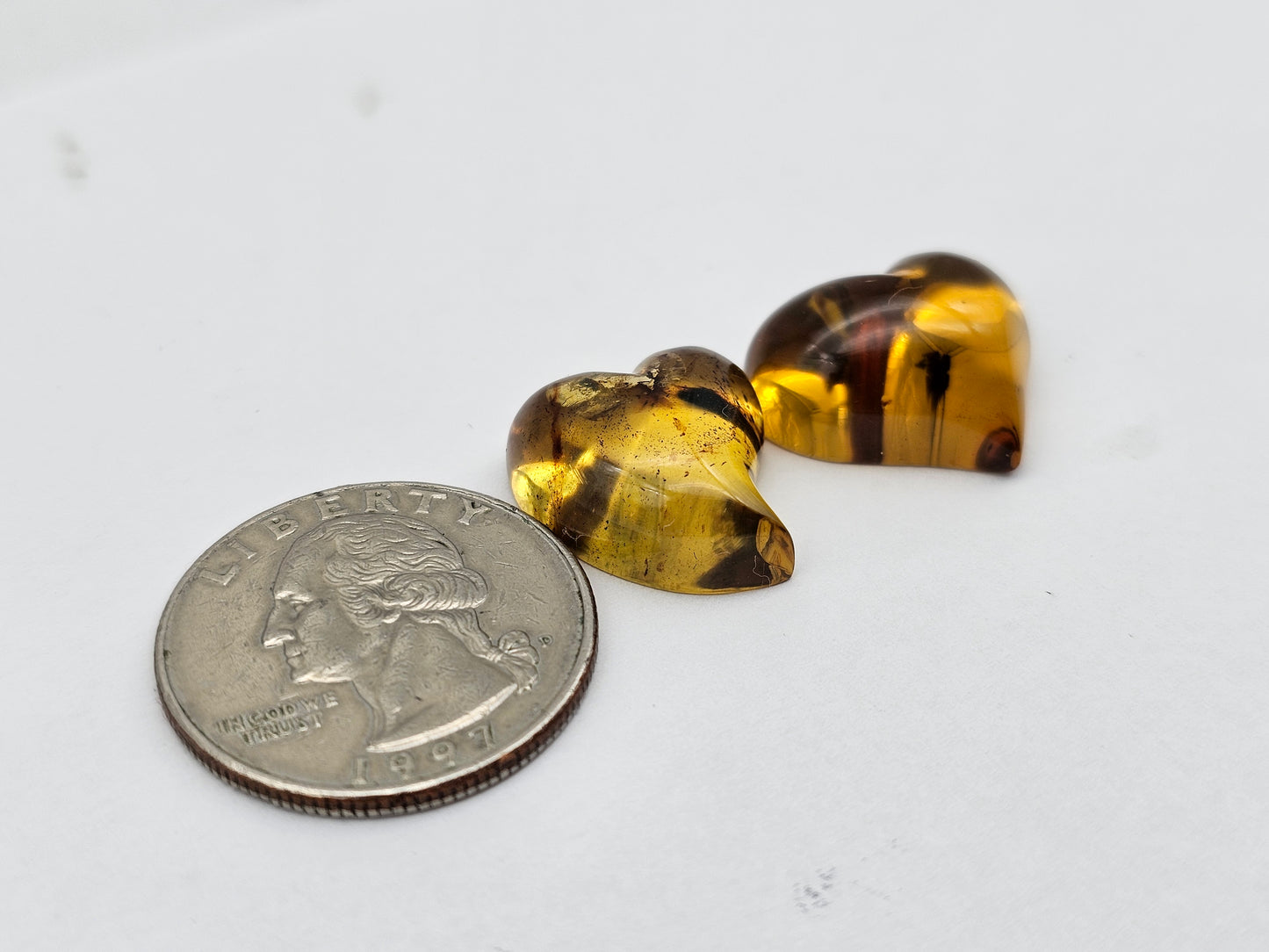 Amber authentic heart cabochon set large
