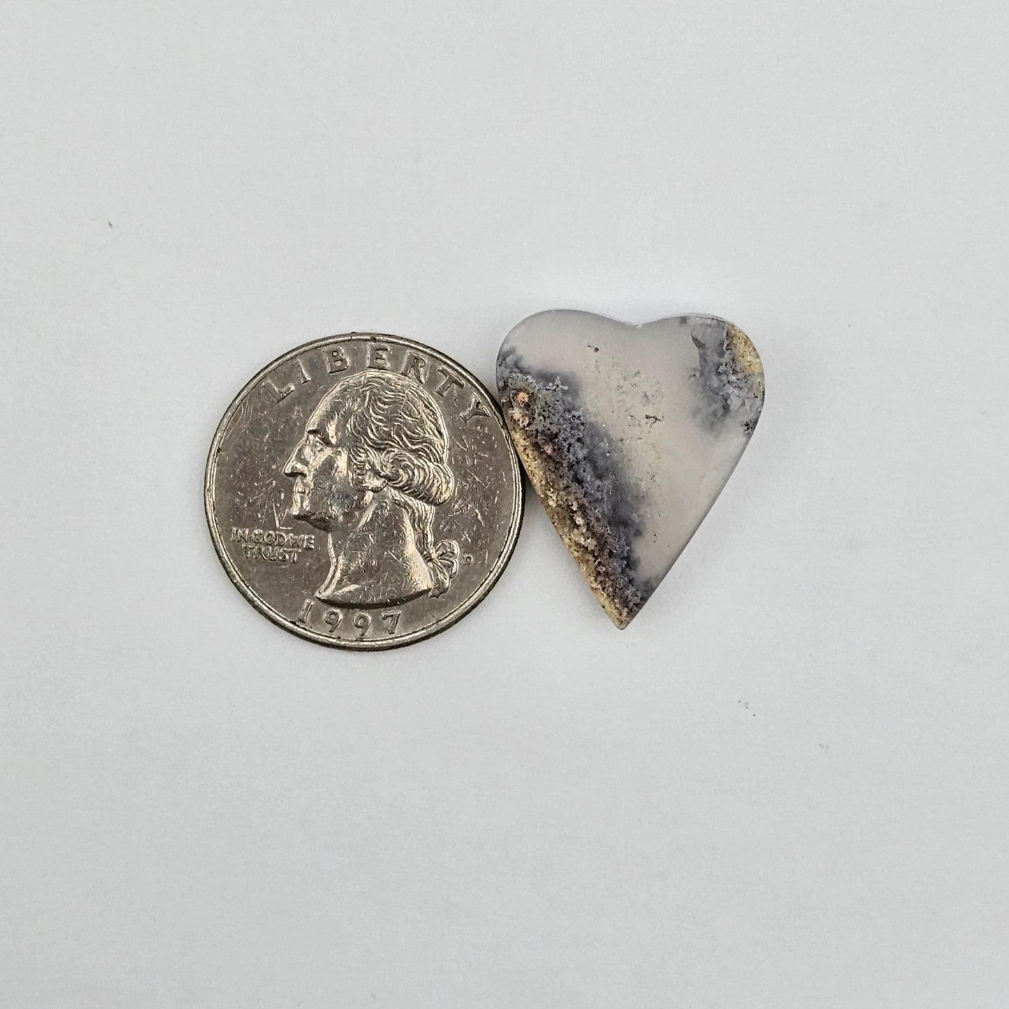 Moss agate heart cabochon large
