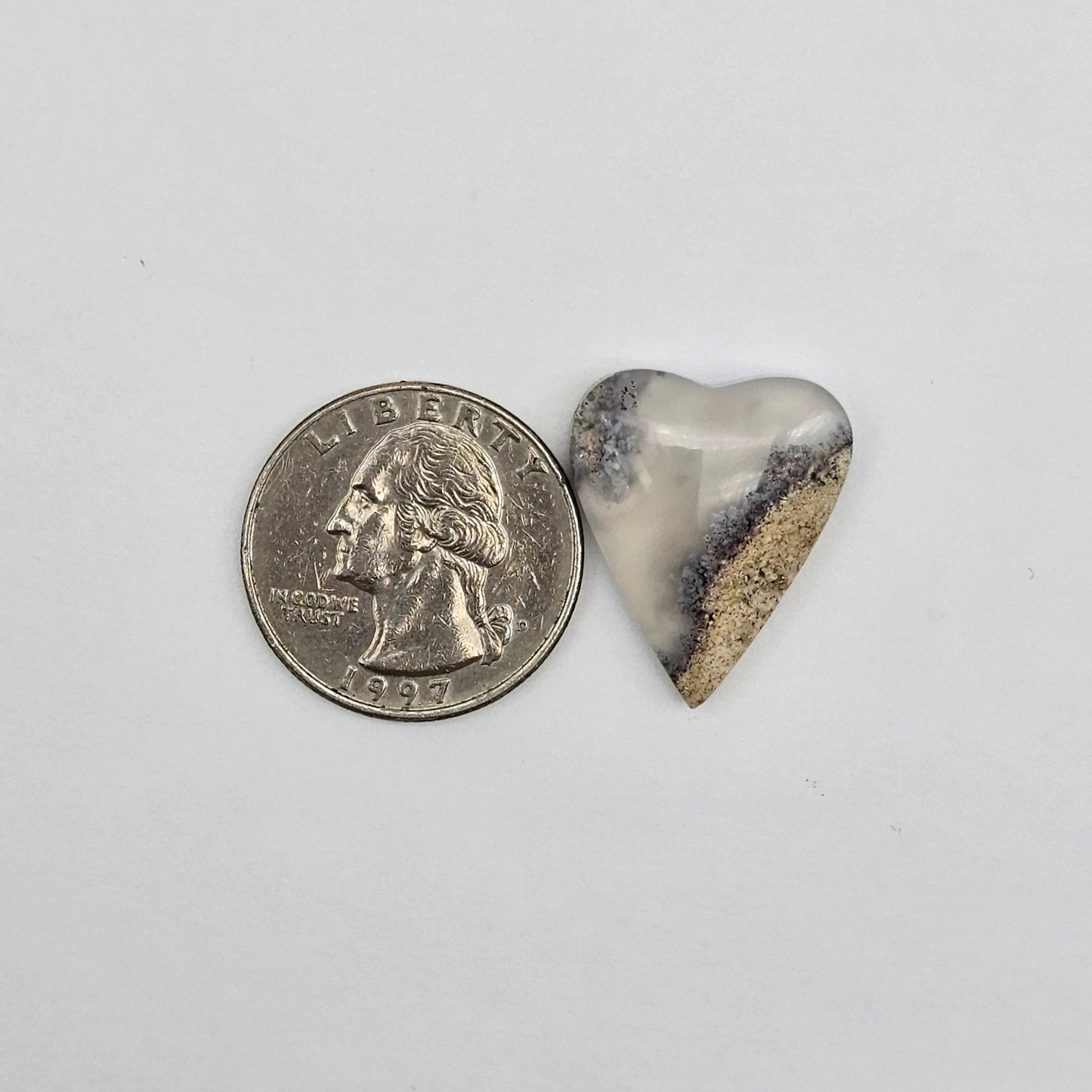 Moss agate heart cabochon large
