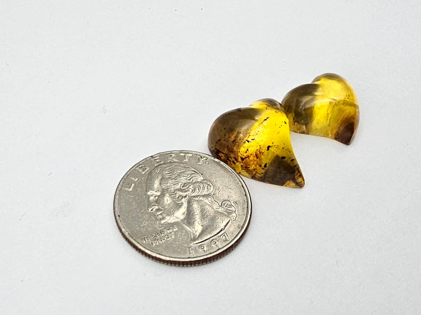 Amber authentic heart cabochon set large