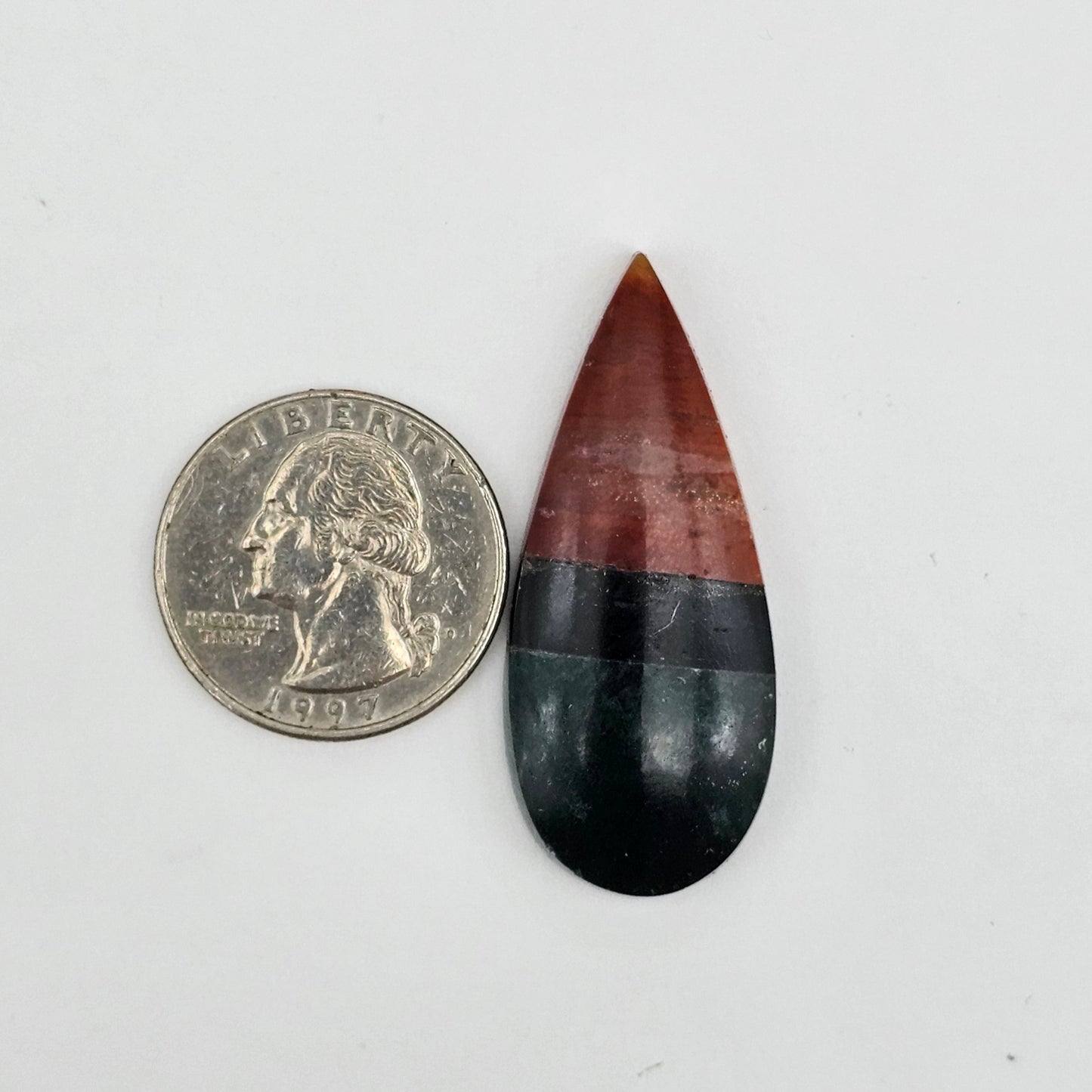 Red, green and black agate inlay cabochon