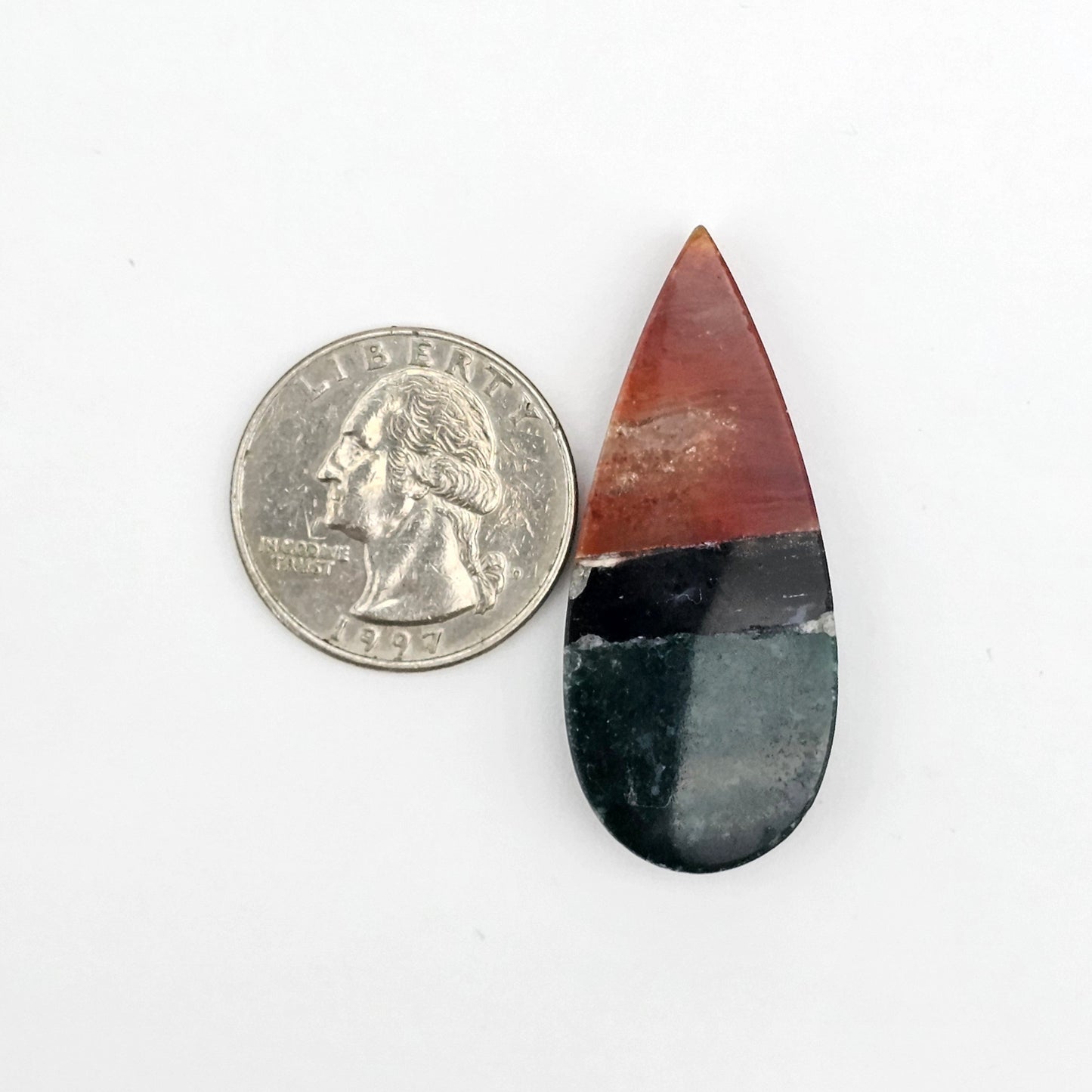 Red, green and black agate inlay cabochon