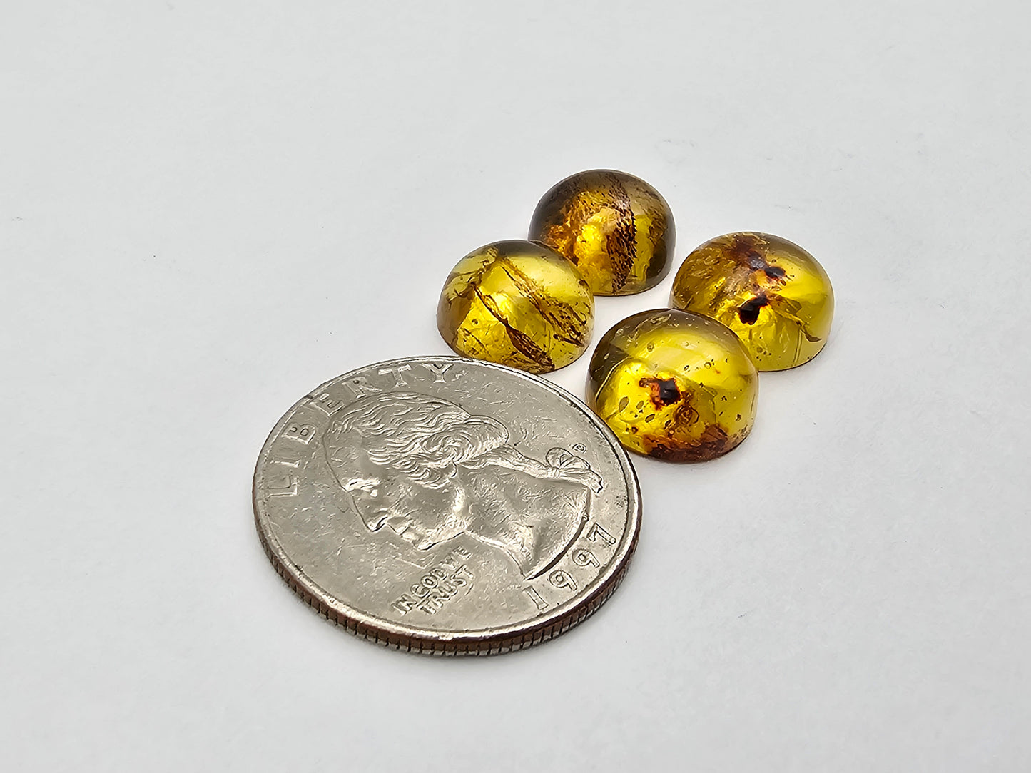 Amber authentic cabochon pair lot