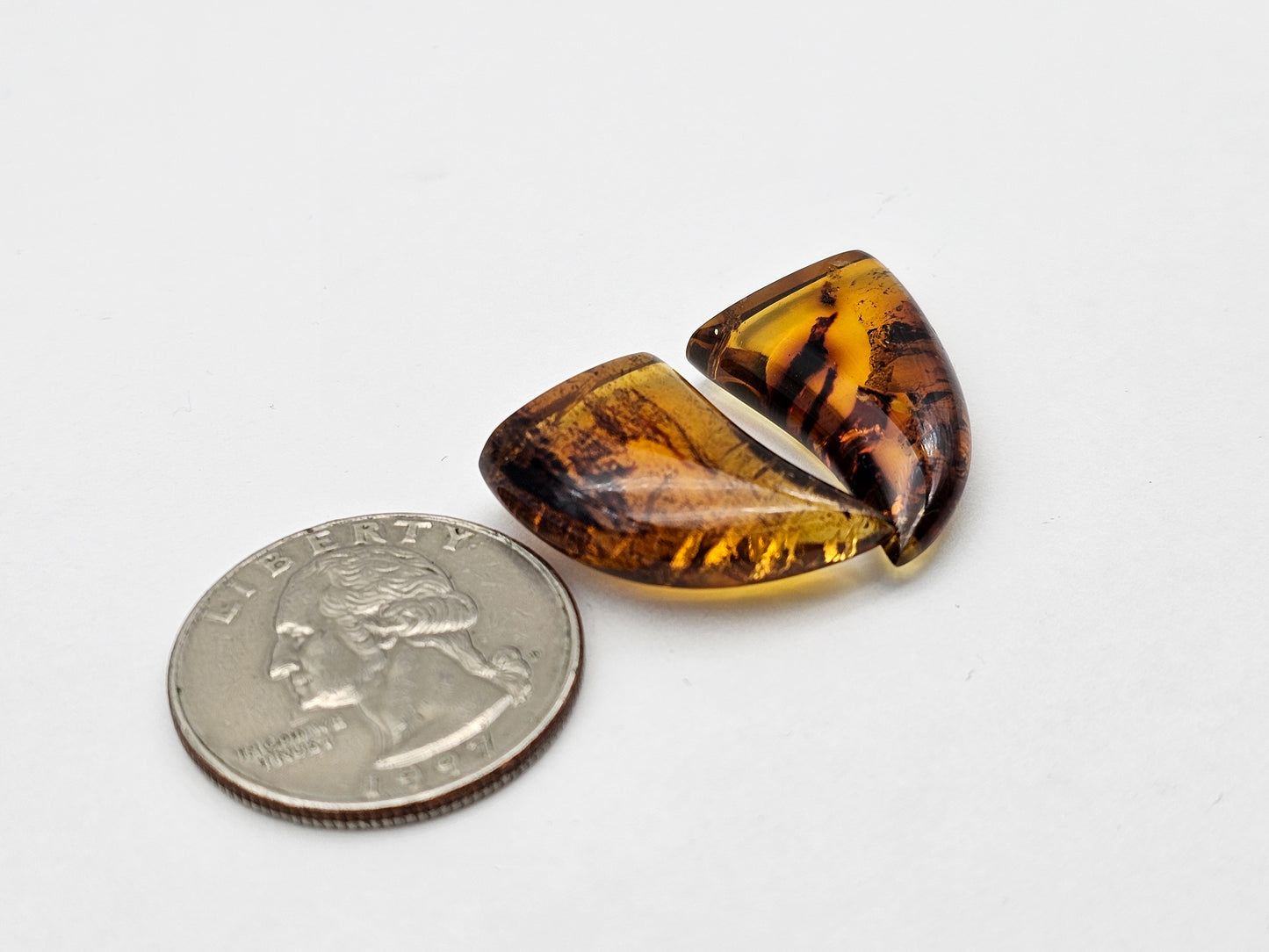 Amber authentic cabochon set large