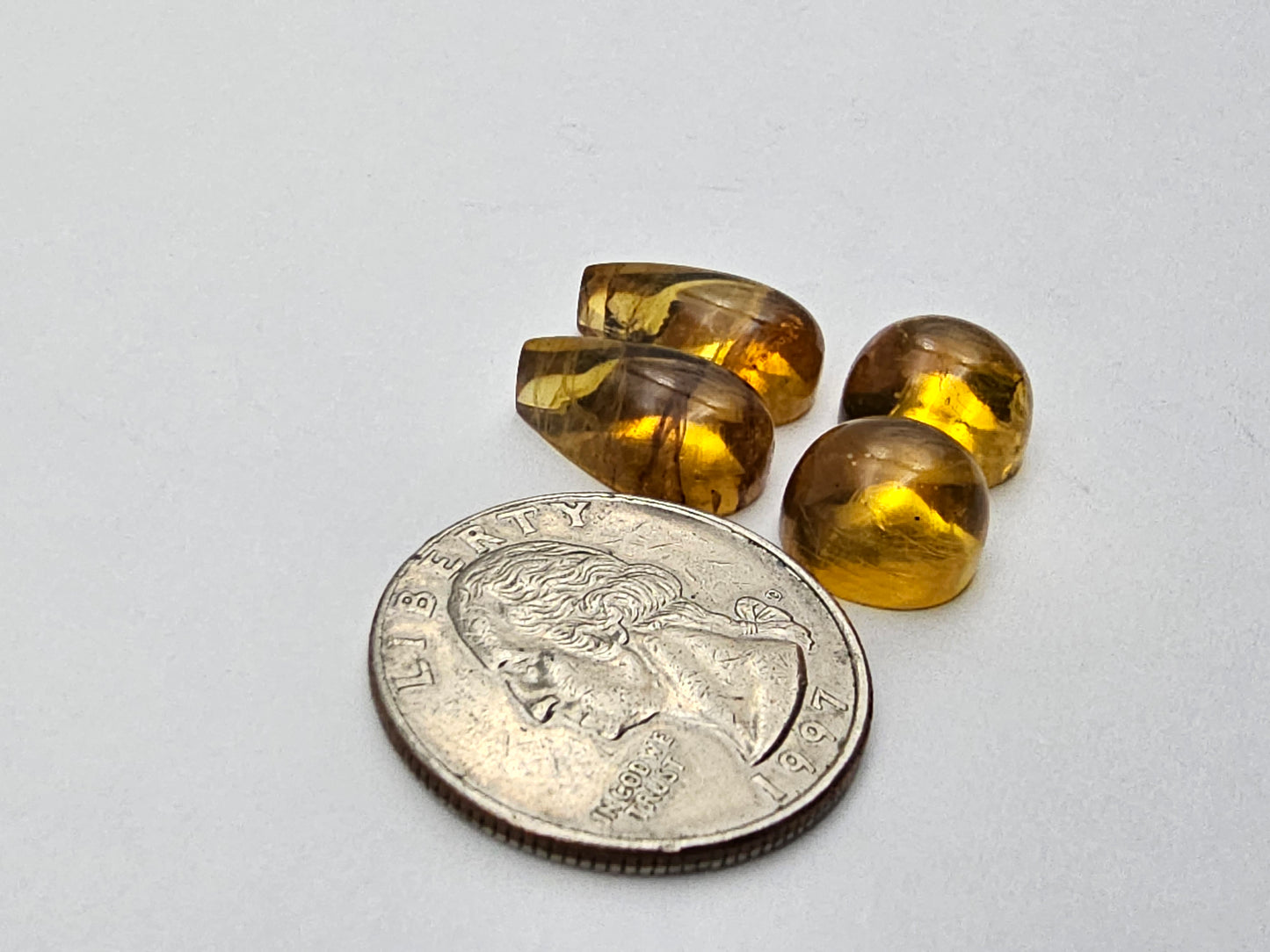 Amber authentic cabochon pair lot