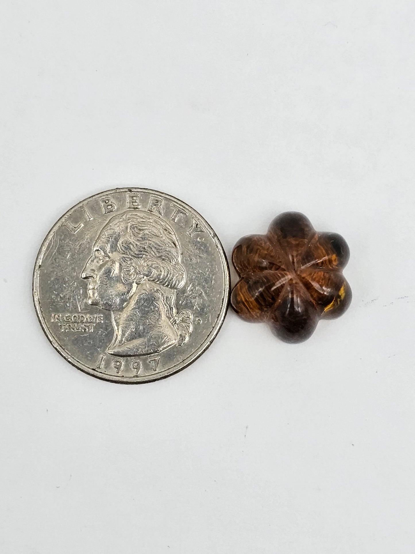 Amber authentic flower cabochon large