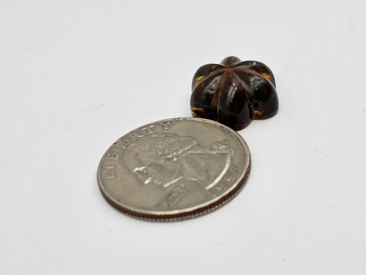 Amber authentic flower cabochon large