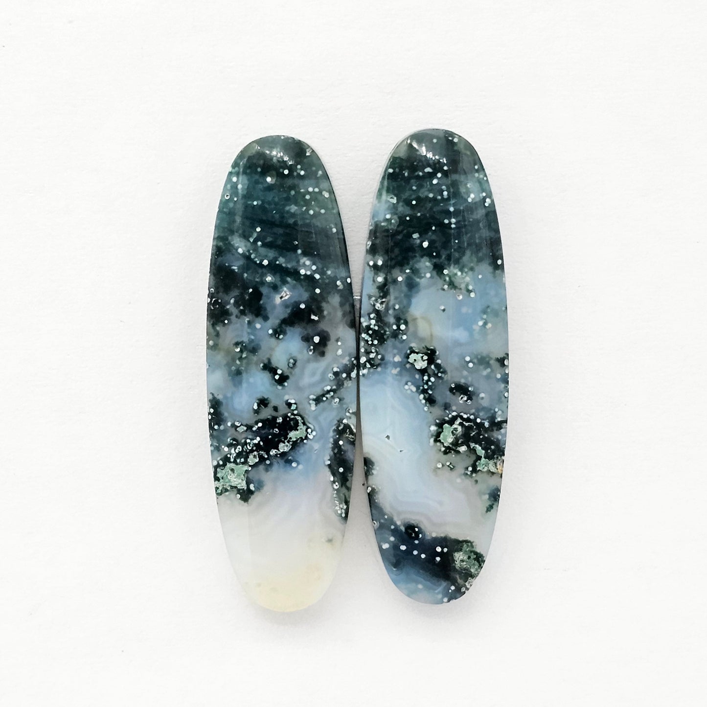 Moss Agate Cabochon pair