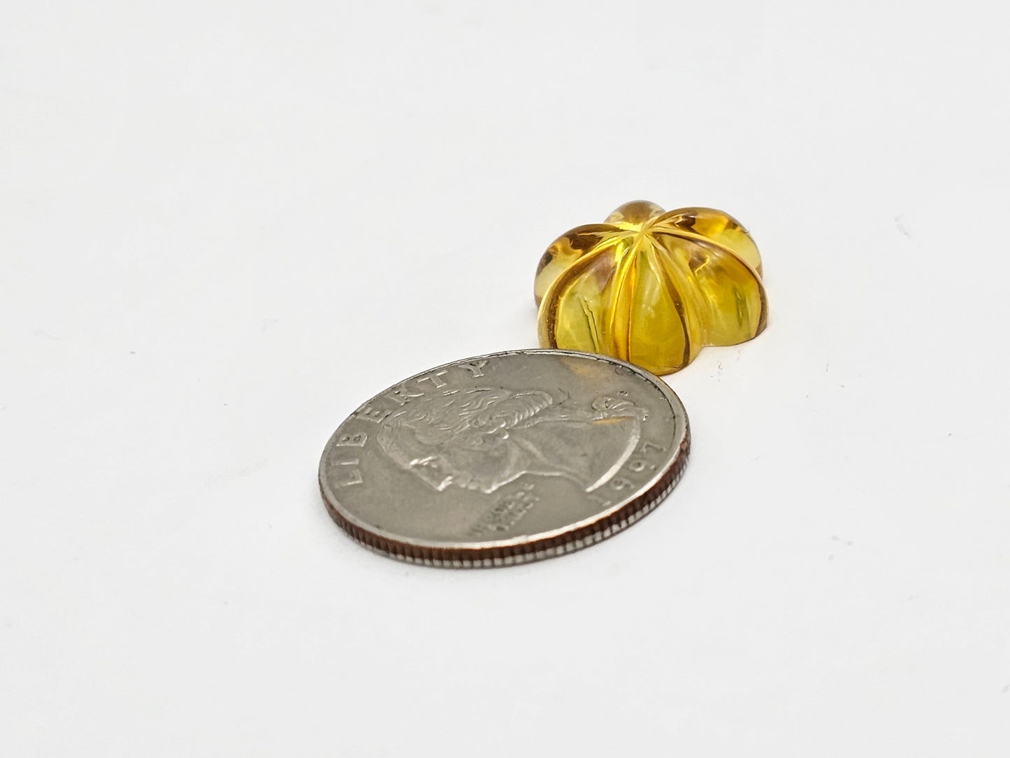 Amber authentic flower cabochon large