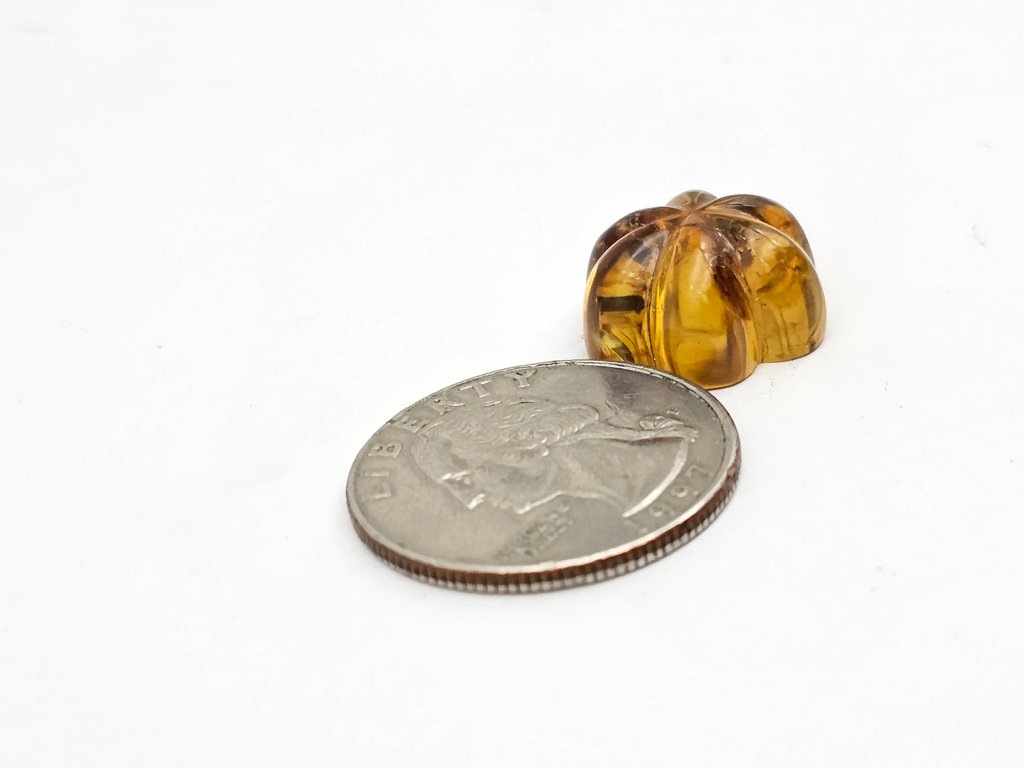 Amber authentic flower cabochon large