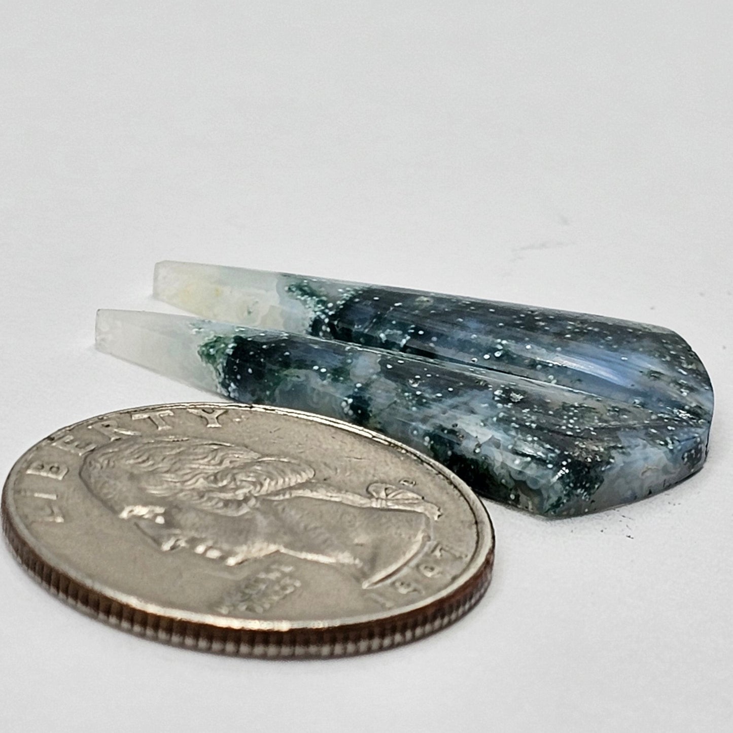 Moss Agate Cabochon pair