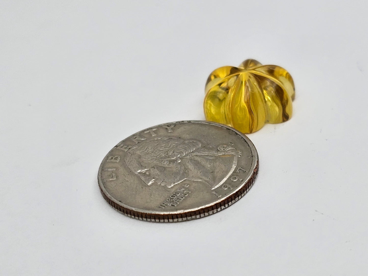 Amber authentic flower cabochon large