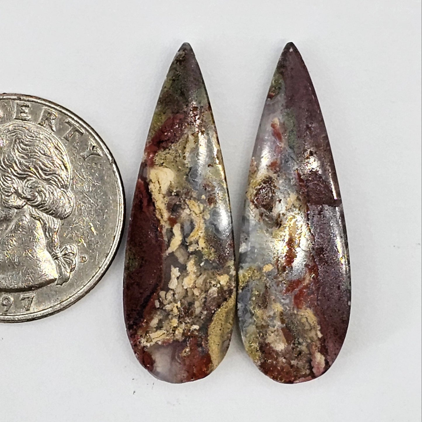Moss Agate Cabochon pair