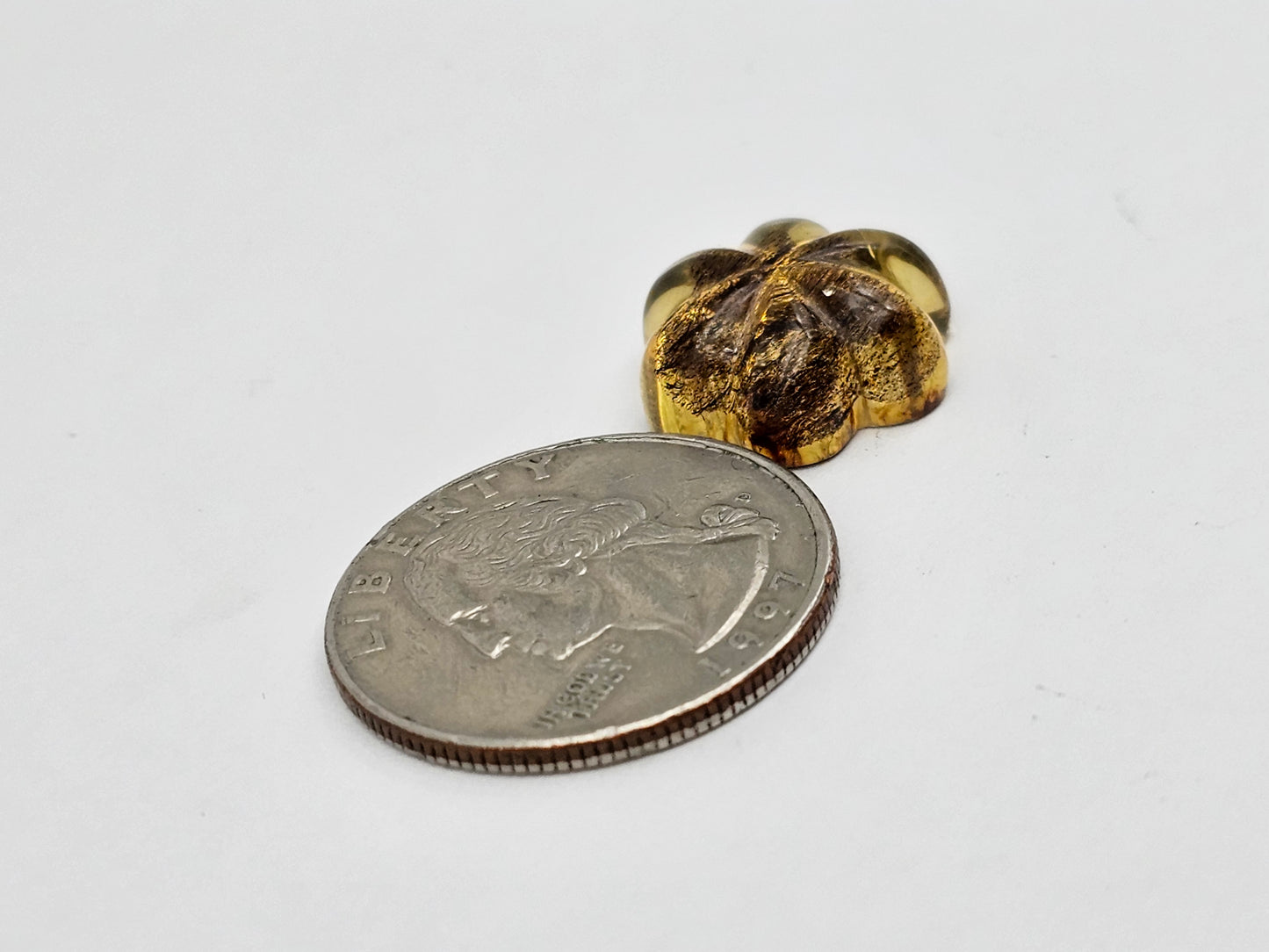 Amber authentic flower cabochon large