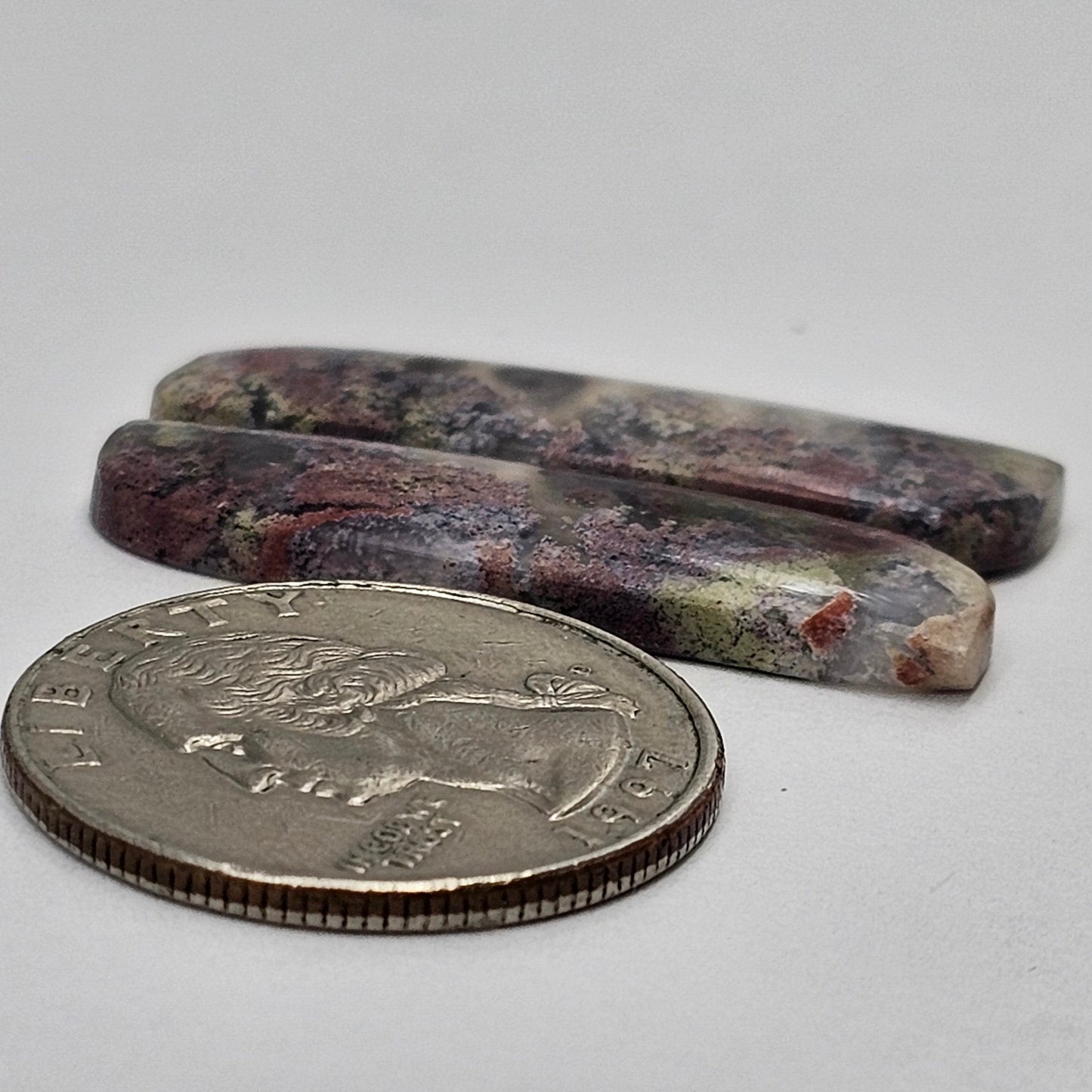 Moss Agate Cabochon pair