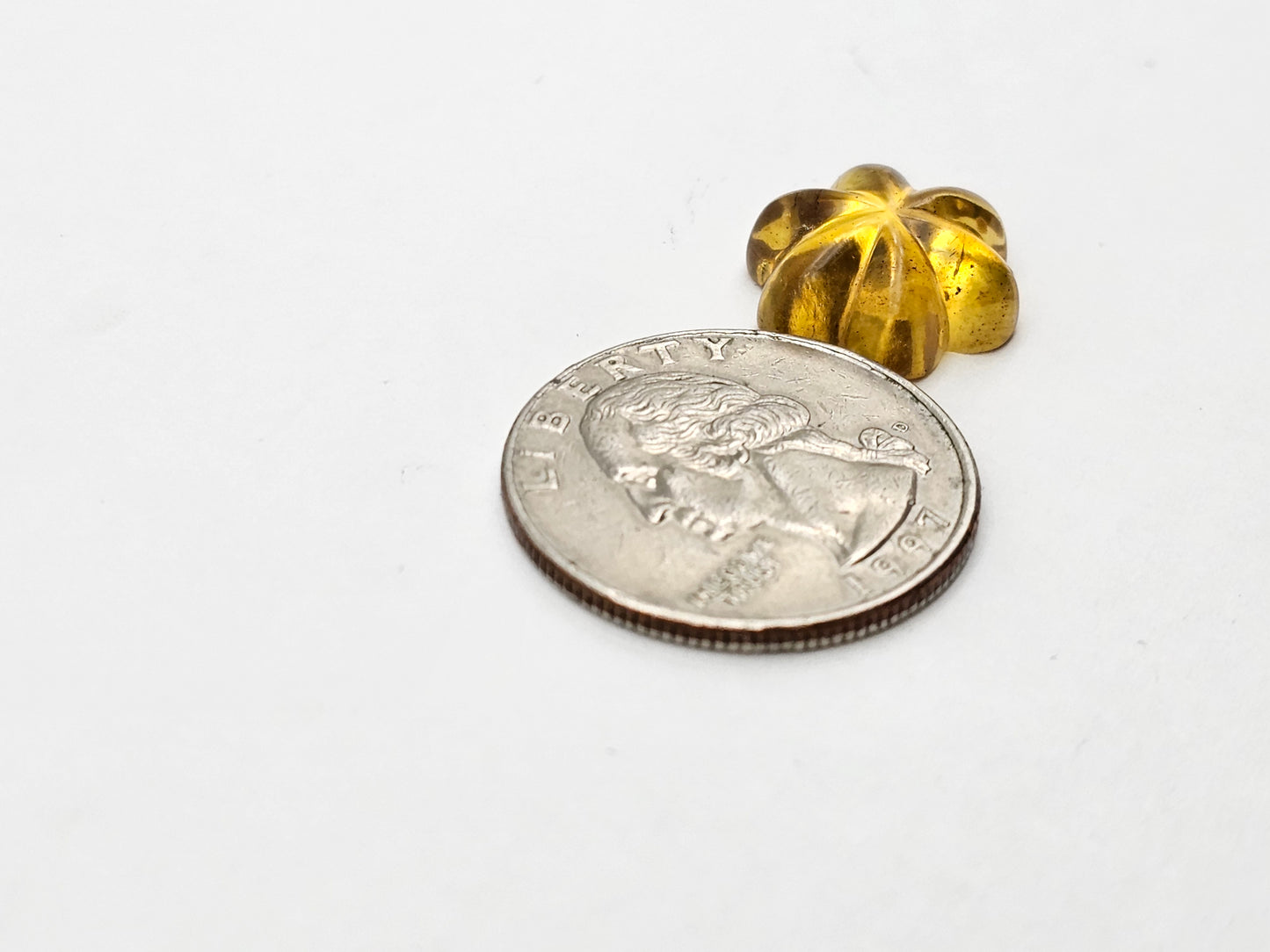 Amber authentic flower cabochon large