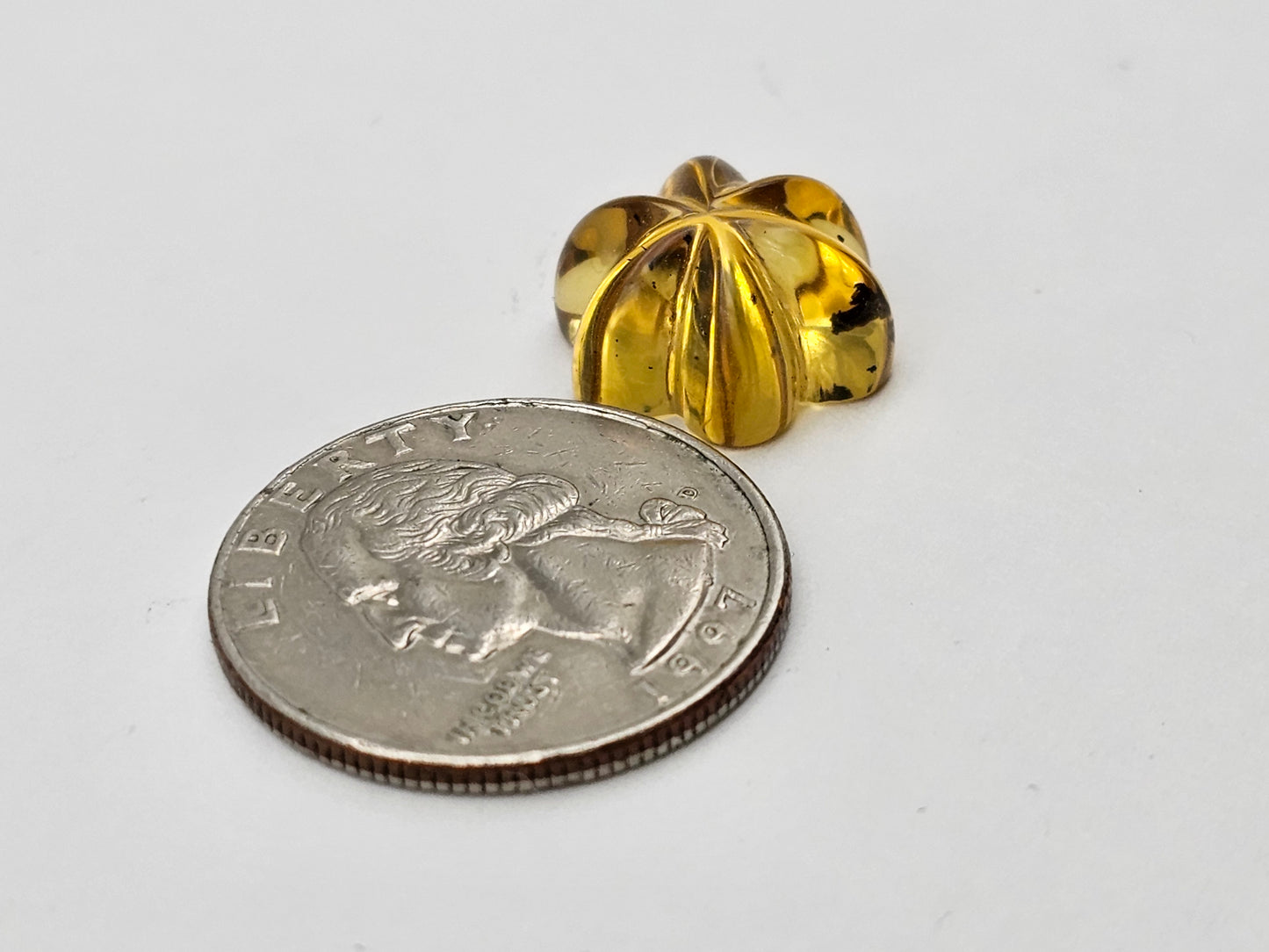 Amber authentic flower cabochon large