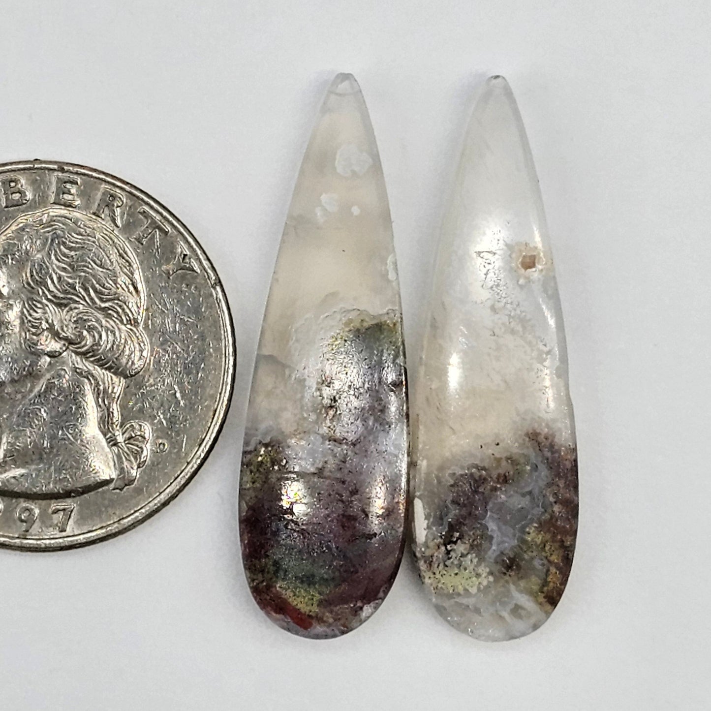 Moss Agate Cabochon pair